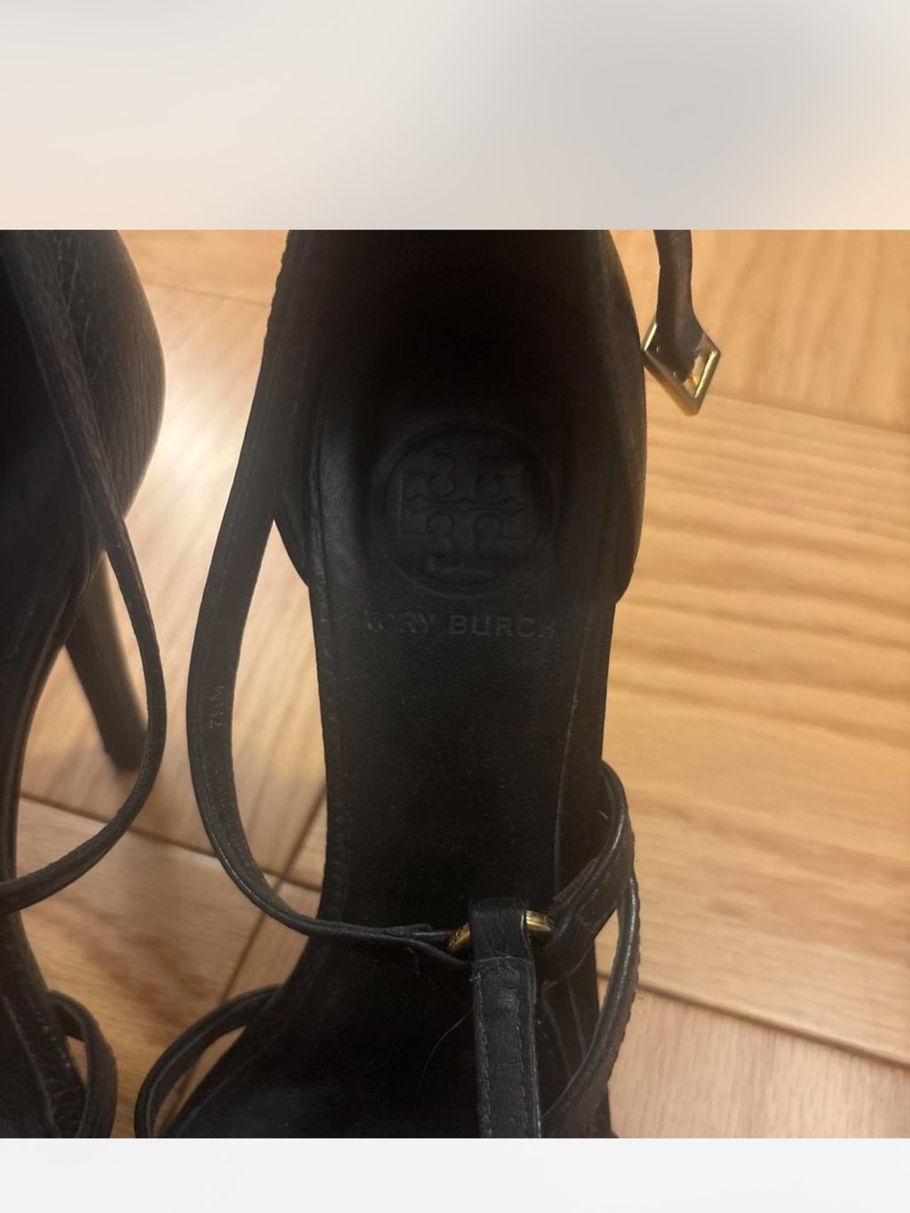 Tory Burch Black Strappy Leather High Heel Sandals - Picture 3 of 4